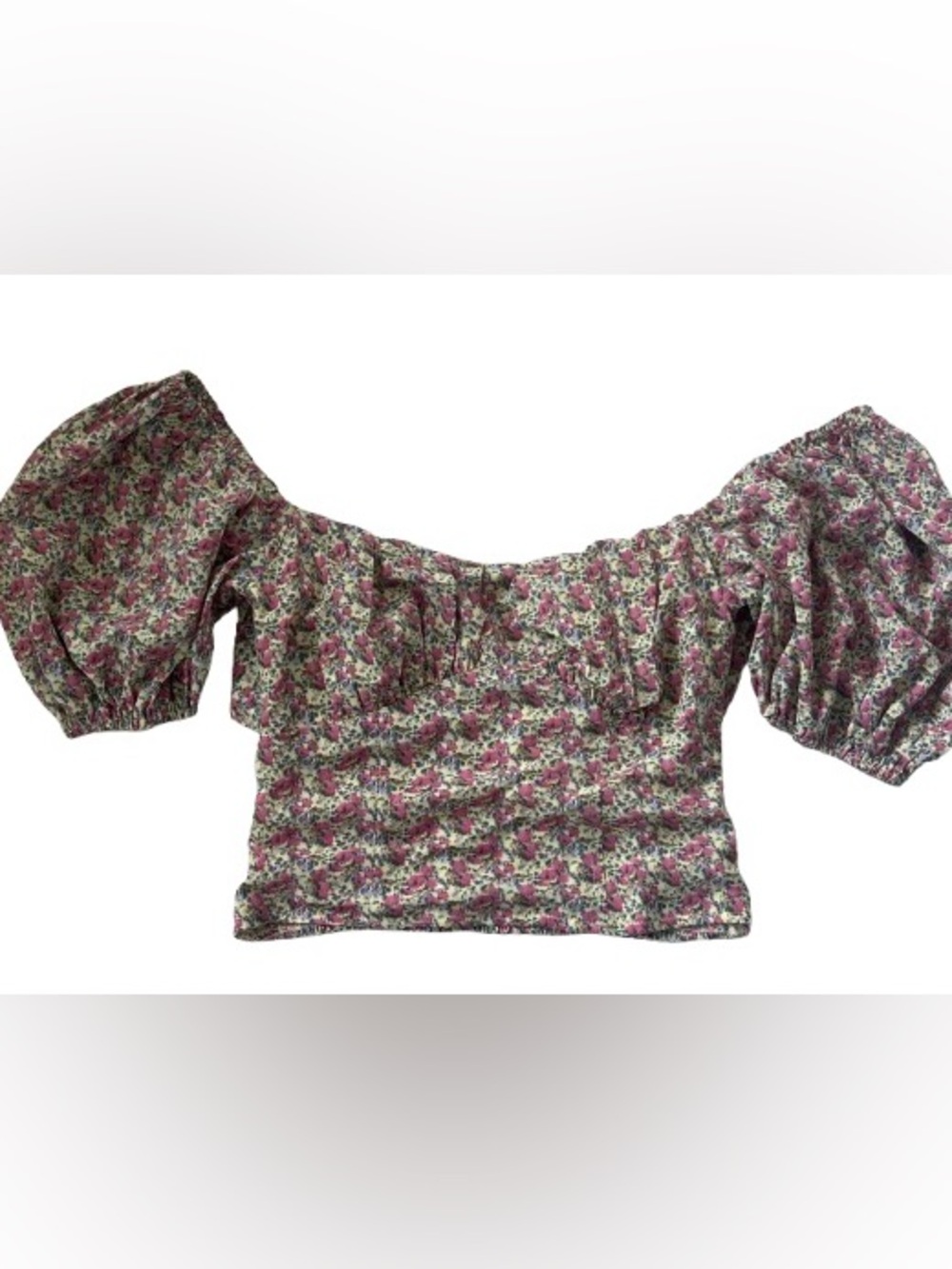 Astr the Label Floral‎ Off-Shoulder Crop Top in Pink - Women Tops XS